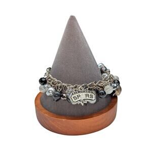 Silver Tone Spurs Basketball Cha Cha Bracelet